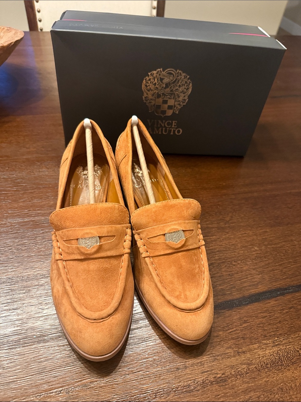 Vince Camuto Men's Camel Suede Penny Loafers